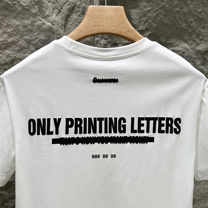 Summer Short-sleeved Men's Printed High-string High-density Combed Cotton Short T-shirt Short T-shirt