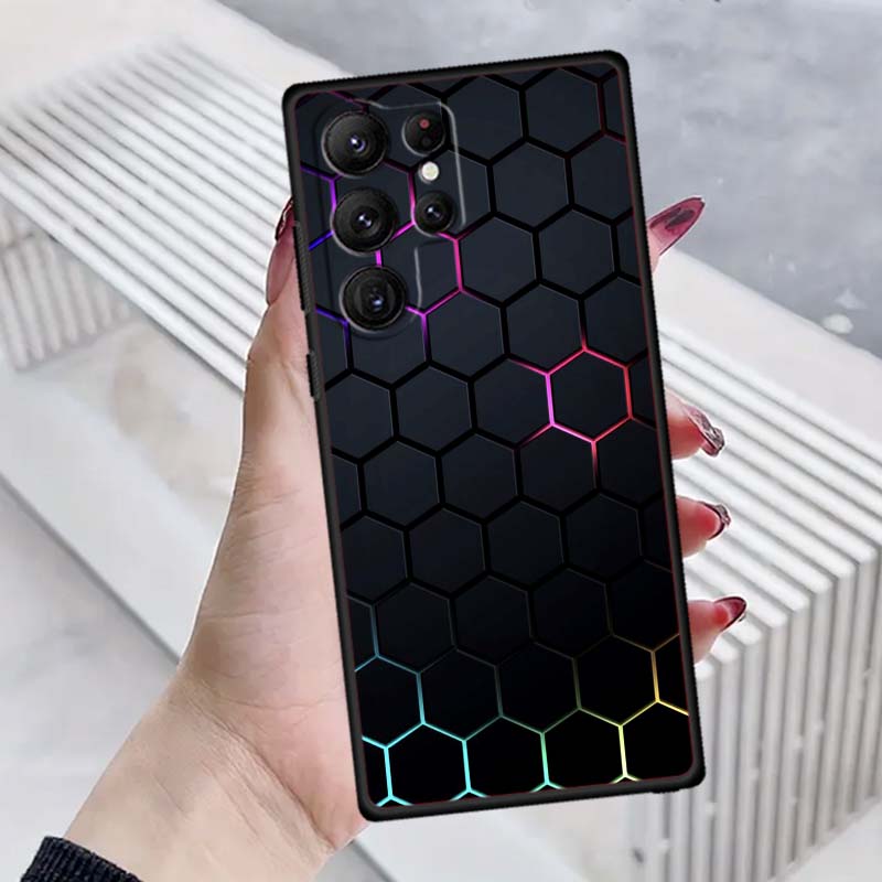 Creative metal style pattern Phone Case For Samsung Galaxy S26 S25 S24 S23 S22 S21 S20 Ultra Plus FE 5G Black Soft TPU