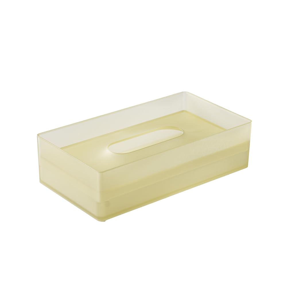 

ONOM Easy-Access Tissue Case Holder, Standard Size, Made in Japan, Easy to Refill, Stylish, Cute, Modern Tissue Box, Soft, See-Through, Yellow,