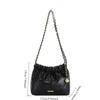 Soft Leather Large Capacity Fashiable Pleated Chain Shoulder Bag, New Stylish Casual Bag, Drawstring Crossbody Bags