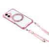 For iPhone 16 Magnetic Case Ring Kickstand TPU+PC Phone Cover with Lanyard