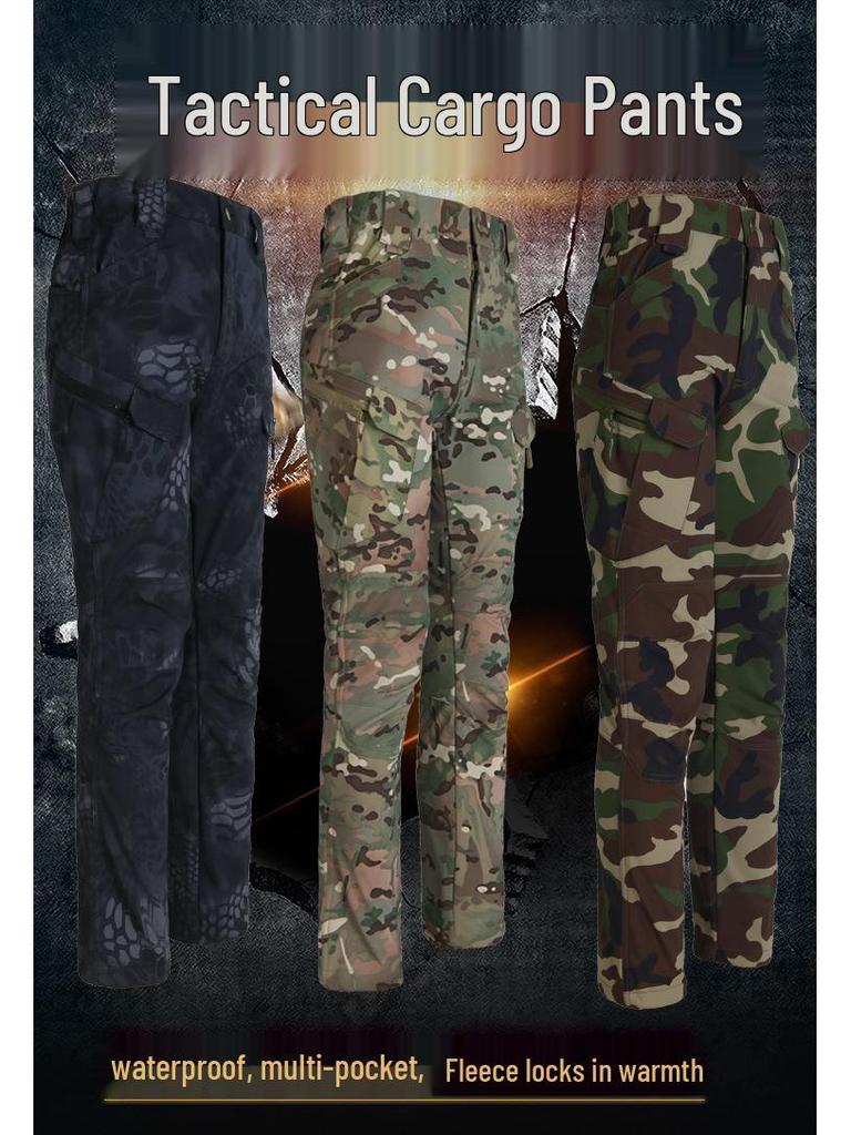 Men's IX7 Tactical Camouflage Fleece-Lined Softshell Winter Pants