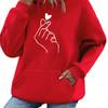 Women's Autumn and Winter and Loose Casual Heart-shaped Printed Velvet Long Sleeved Hooded Sweatshirt