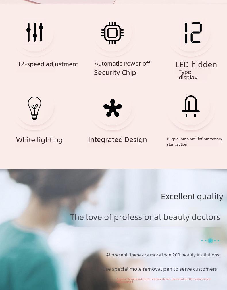 Stiftset zur Muttermalentfernung mit 12 Geschwindigkeiten: Gerät zur Muttermalentfernung, schwarzer Muttermalradierer, Augenbrauenreiniger, Reparaturcreme, spurloser Schönheitsstift.