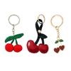 Fashion Cherry Keyring Heart Keychain Jewelry Backpack Charm for Women Bag Purse