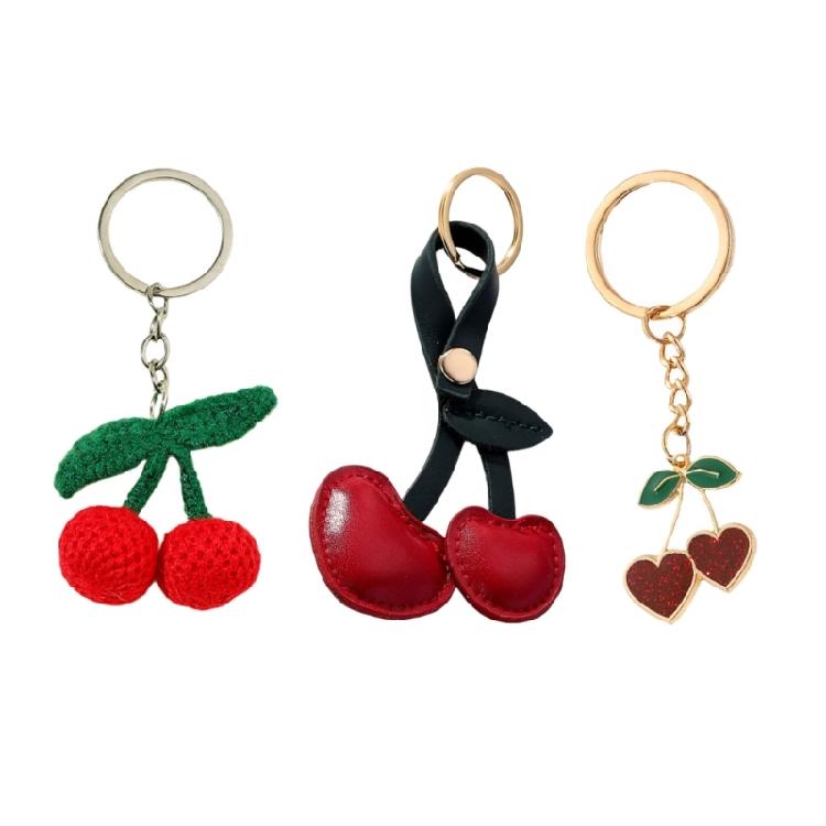 Cute Cherry Keychain Heart Keyring for Clothing Bag Jewelry Gift Backpack Charm