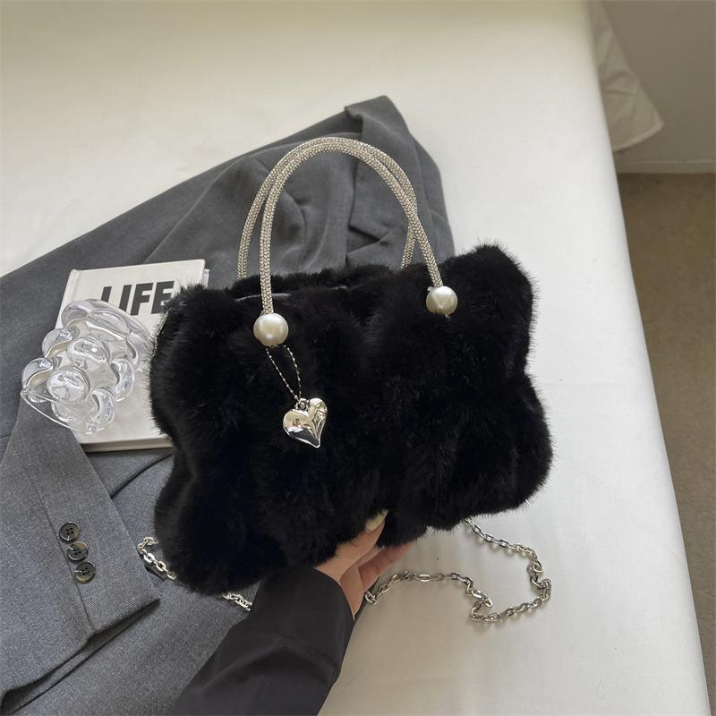 

1 шт. Сумка-цепочка из плюша чистого цвета, сумка через плечо, можно использовать как машину