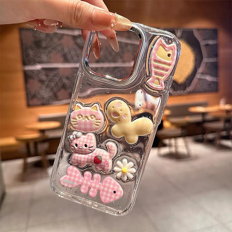 

Cartoon Kt Cat Plaid Snapper Burning Daisy 15 Mobile Phone Case For Iphone16Promax Girl Apple 17 iPhone 7/8/SE 2020