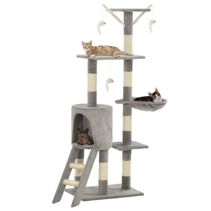 VidaXL Arbre à chat avec griffoirs en sisal 138 cm Gris 170578