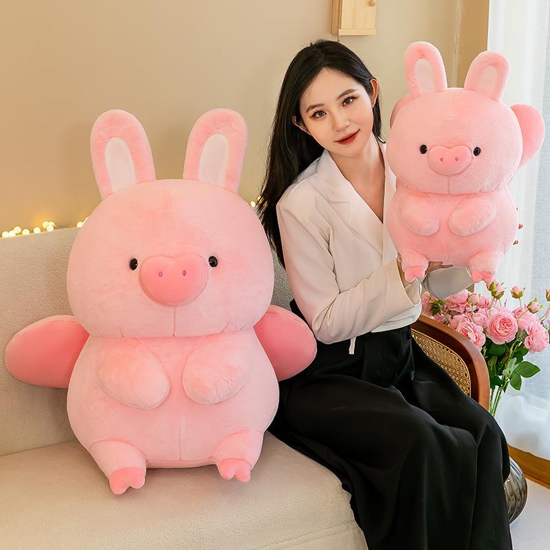 Flying Rabbit Pig Doll Plush Toy Creative Pink Rabbit Ears Pig Doll Sleeping Pillow Ragdoll