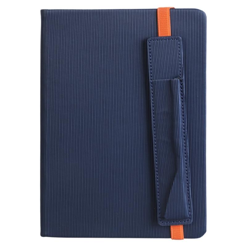 

Small Notebook with Elastic Bands Pen Holder, Business Notepads Travel Journal Ribbon Book Page Mark for Teacher Student синій