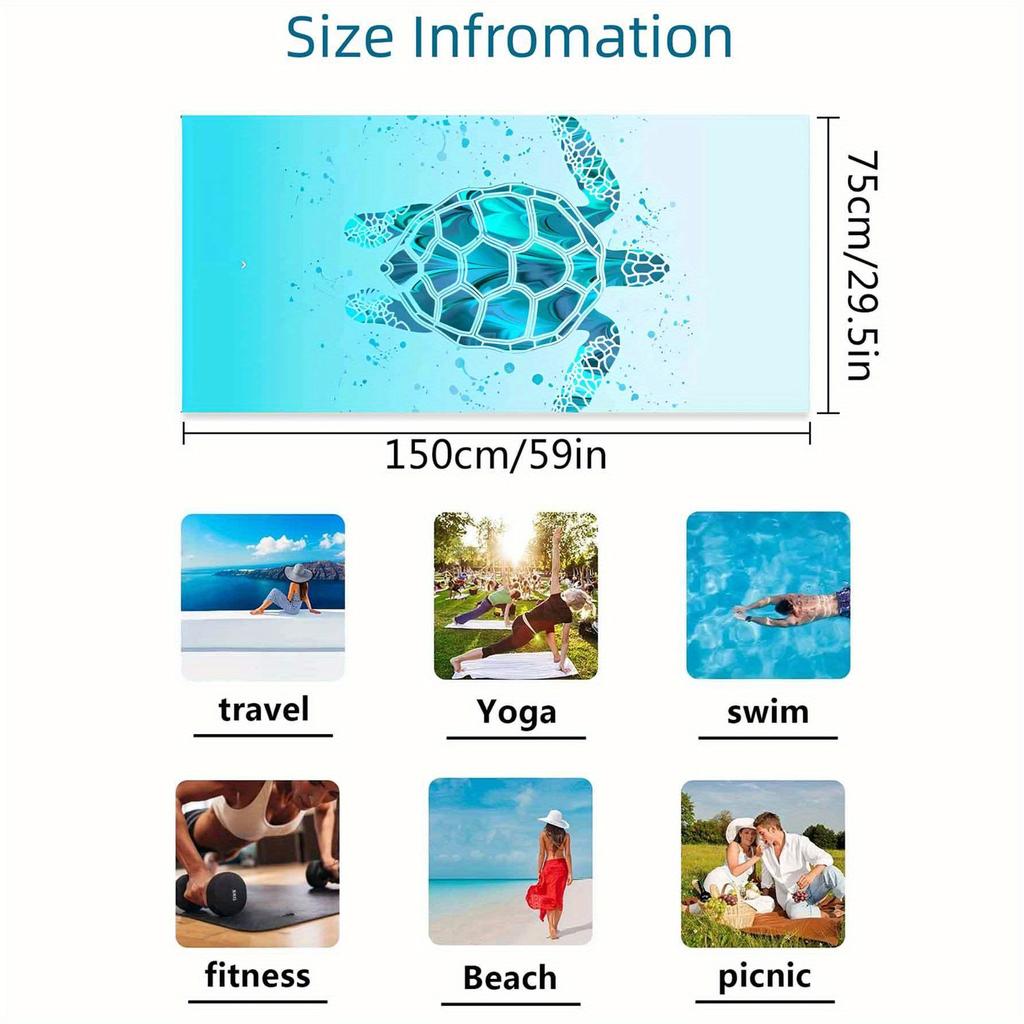 Oversized Quick-Dry Microfiber Beach Towel Lightweight & Super Absorbent | Stylish Sea Turtle Design