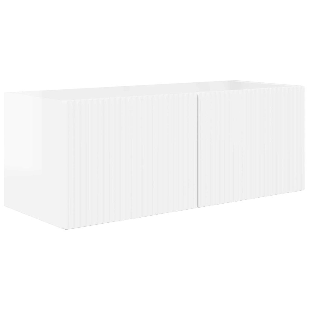 TV Wall Shelf Set 4 pcs High Gloss White Particleboard