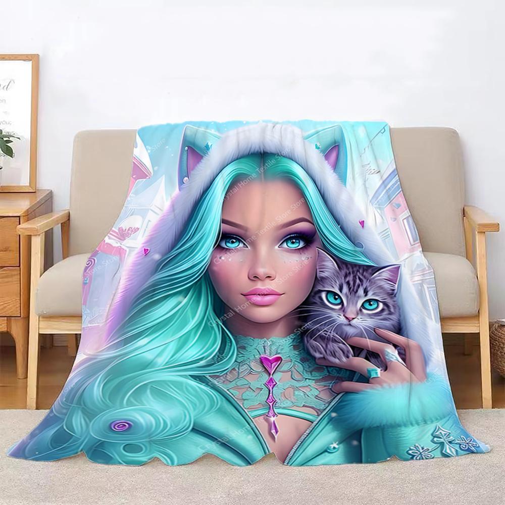 Featuring a Beautiful Woman Flannel Blanket Soft Fluffy Throw Kids Adult Quilt Blanket For Sofa Bed Throw Outdoor Travel Camping