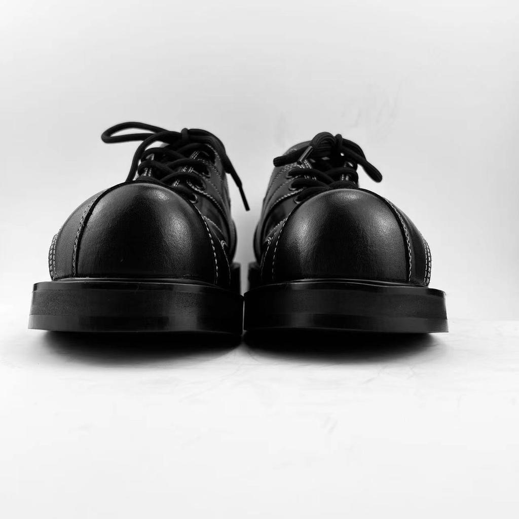 Herren Lederschuhe Klobige Plateauschuhe Retro Arbeitsschuhe Schwarz Schnürschuhe Derby Schuhe Low Top Lässige Flats Schuhe