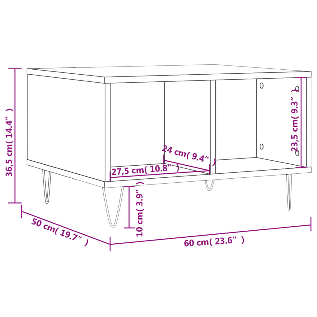 Coffee Table Concrete Gray 60x50x36.5 cm Particleboard