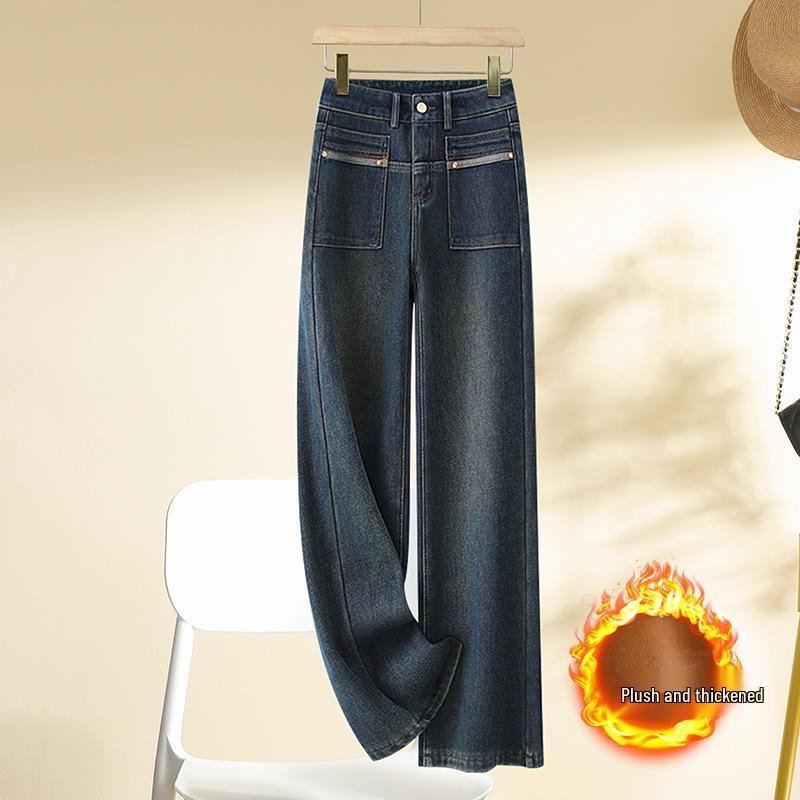 

Женские джинсы Ancola 2024 зауженного кроя, красные, с высокой посадкой, прямые: Повседневный тенсел хлопок для весны и осени 27【Recommended for 95-105 lbs】