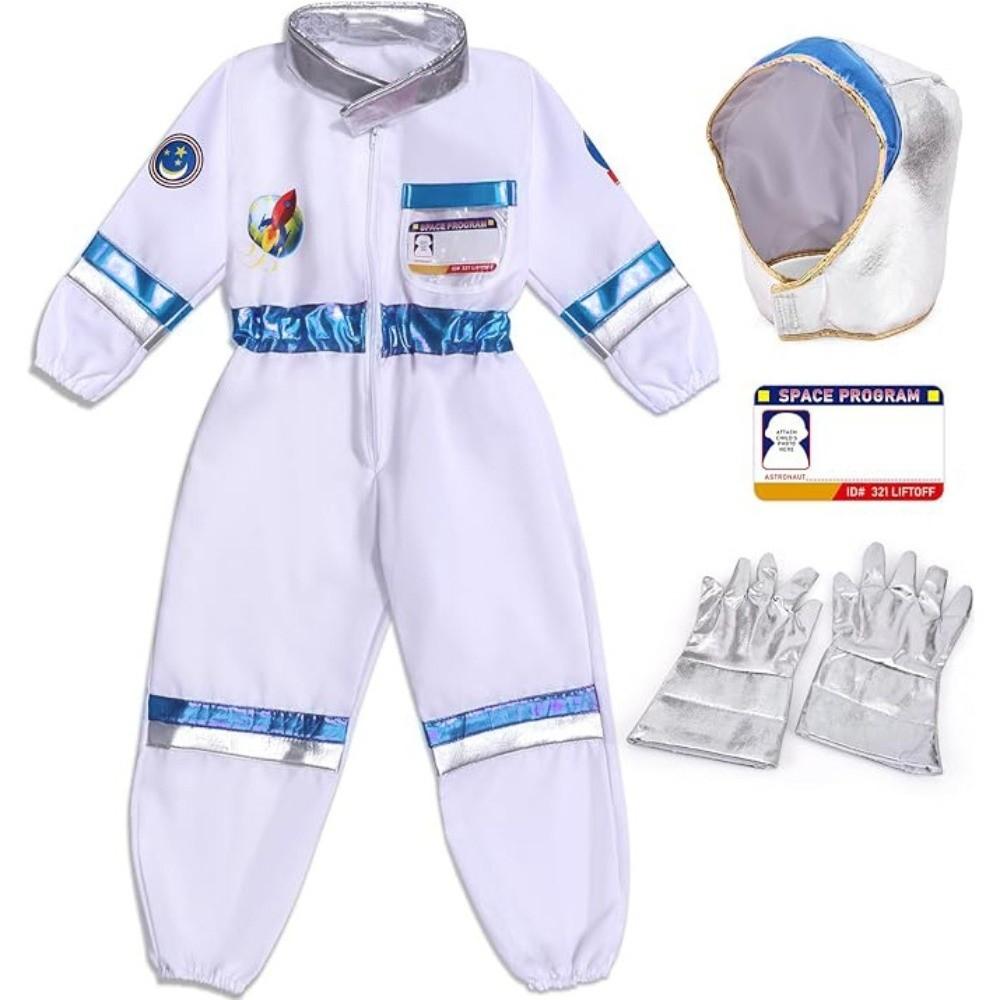 with Gloves Child Spaceman Outfit with Cap Space Suit Rocket Jumpsuit Stage Wear