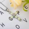 Opal Cross Pendant Necklace Women Copper Chain With White Blue Rose Gold Gemstone 45cm5cm Adjustable Geometric Design