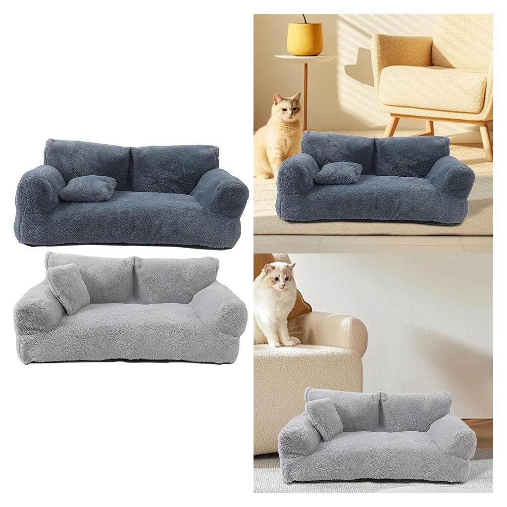 Pet Sofa Plush Comfortable Anti Skid Base All Seasons Rectangle Pet Supplies Dog Couch with Removable Cover for Kitten Pet Dog