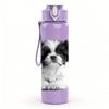 1PC Fluffy Puppy Dog Portrait Print 750ml Color Plastic Sports Water Bottle Leakproof Flip Straw Lid Suitable for Sports Office Home Use