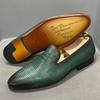 Fashion Men's Fashion Loafers Green Genuine Leather Slip-On Casual Dress Shoes for Wedding Party Formal Suit