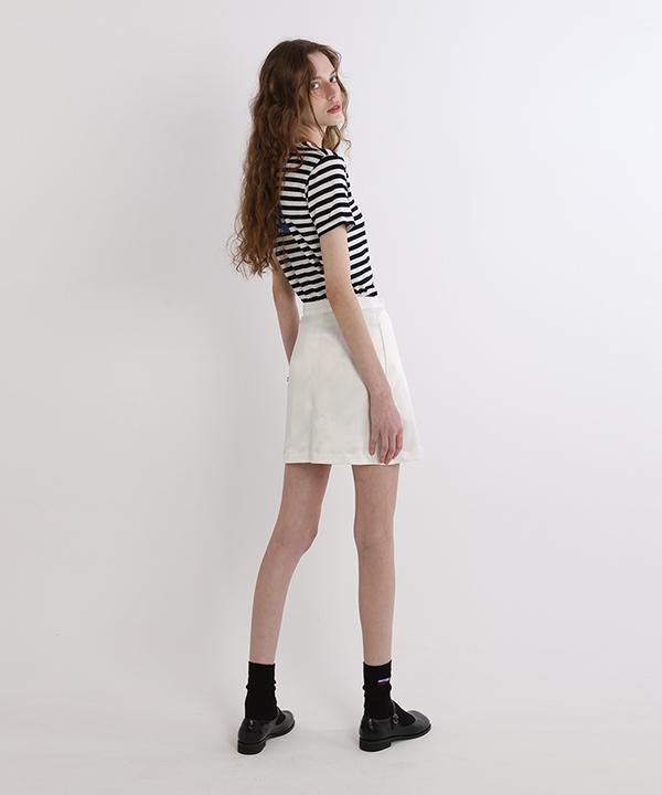 Green Butter Silky Heart Button Skirt (Ivory)