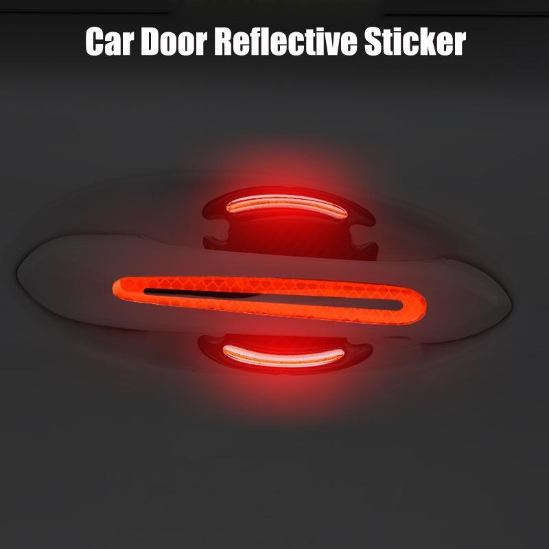 4PCS Car Door Reflective 3D Universal Decal Tape Open Stickers Warning Mark Night Driving Safety Lighting Luminous Decor Auto Door Stickers