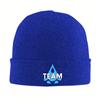 1pc Gengars Beanie Hats Team Blue Knitted Hat Outdoor Elastic Adult Caps Winter Pattern Vintage Bonnet Hats Birthday Present