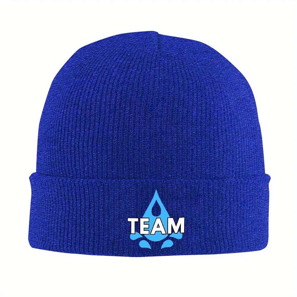 1pc Gengars Beanie Hats Team Blue Knitted Hat Outdoor Elastic Adult Caps Winter Pattern Vintage Bonnet Hats Birthday Present