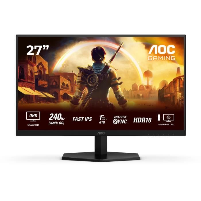 Gaming PC Monitor - AOC - 27'' - QHD - 260Hz (OC, 240Hz Native) - Fast IPS - 0.3ms - Q27G42ZE