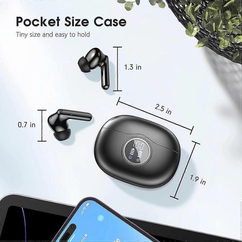 Black:Wireless Earbuds, 50hrs Playtime Bluetooth Earbuds Built In Noise Cancellation Mic With Charging Case, Bluetooth Headphones With Stereo Sound, I