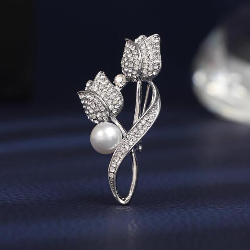 Rose Shiny Brooch For Women Elegant Corsage Fashion Brooch Pin Dress Light Luxury Zircon Jewelry Accessories Party Gifts