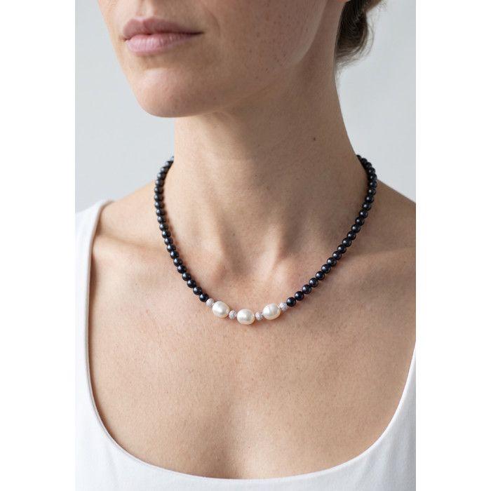 Collier - PEARLS &amp; COLORS - Pearls &amp; Colors - Perles d'eau douce 4-5 mm - Perles baroques 11-12 mm - Argent 925