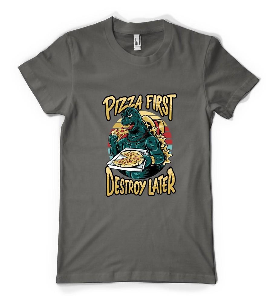 

Pizzazilla Pizza First Destroy Later Godzilla Personalised Unisex Kids T Shirt XL