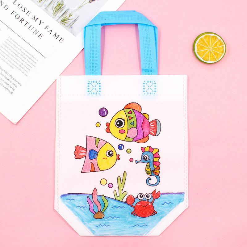 Non-Woven Graffiti Bag Diy Garbage Sorting Bag Children'S Hand-Painted Production Coloring Painting Handbag Material
