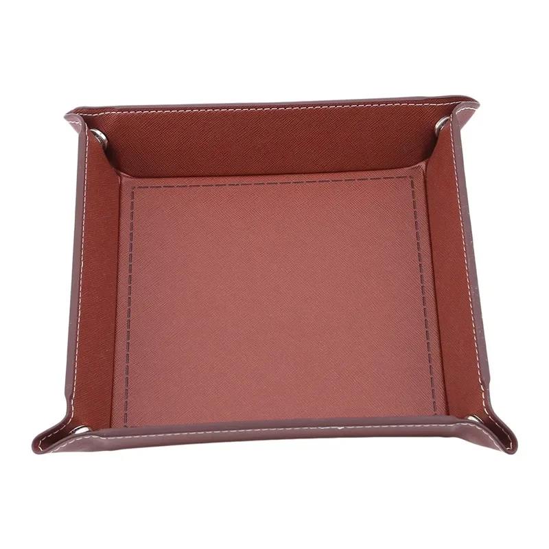 Ready Stocked Folding Hexagon Dice Game Storage Tray Holder Double Sided Thick PU Leather&Velvet Mat Office SuppliesHot Sell