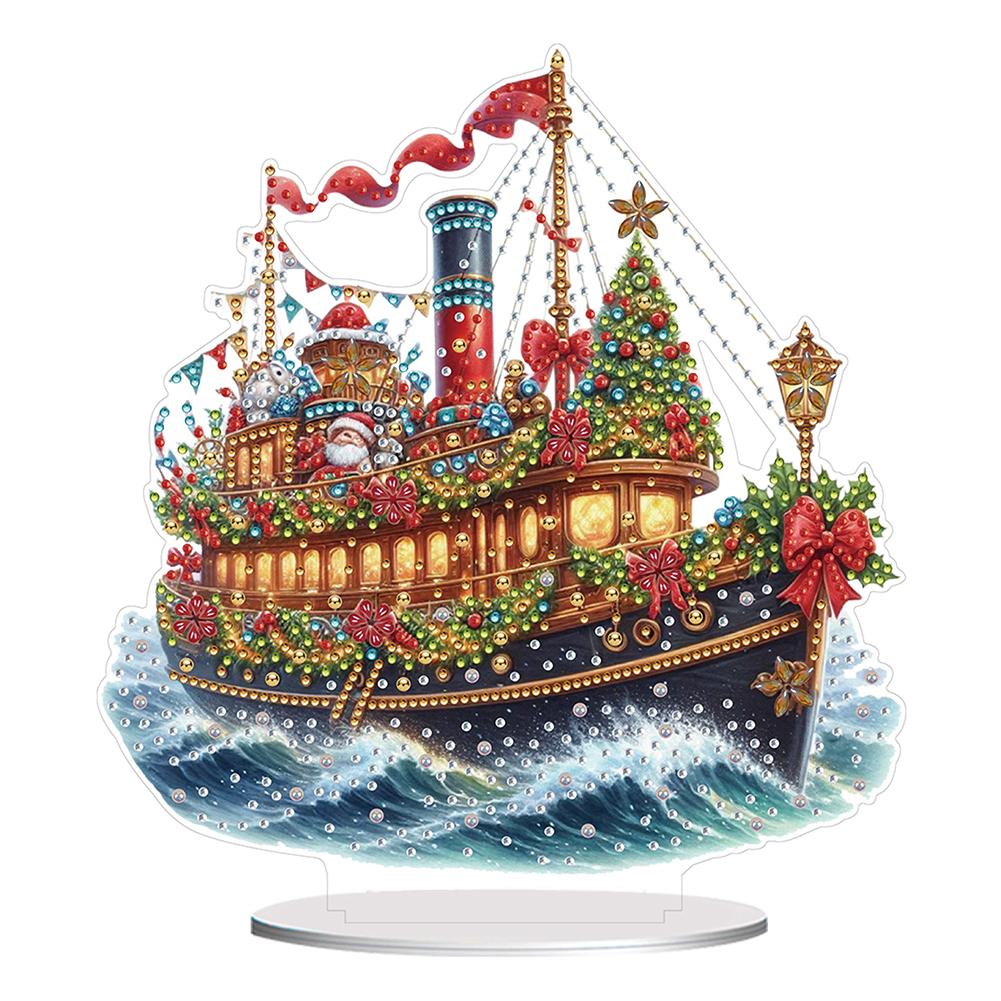 2D Flat Xmas DIY Diamond Painting Tabletop Ornaments Kit Diamond Painting Desktop Ornaments Kit for Home Office Desktop Decor