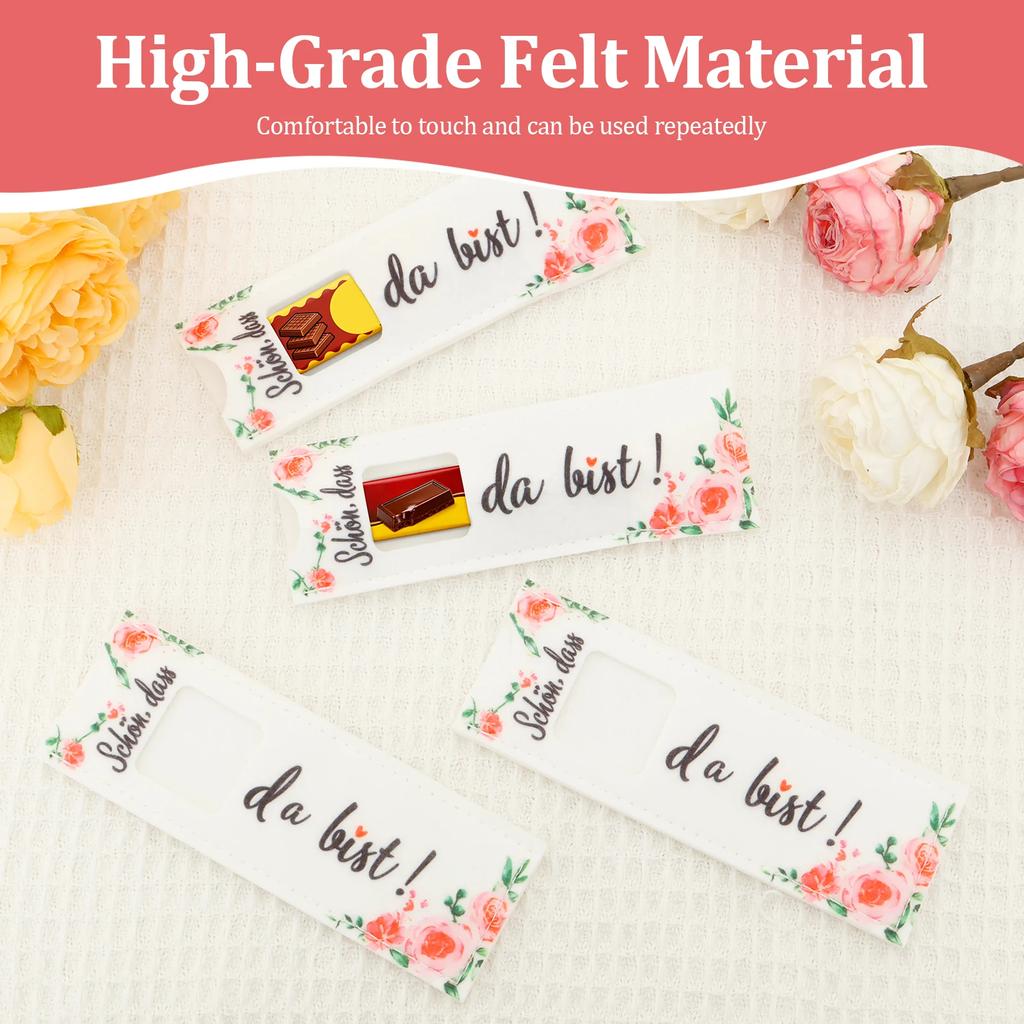 24 ks plstěných dárkových tašek "Rádi, že jsi tady" Obal na čokoládu Taška na dárky pro děti Narozeninová oslava Výročí Dekorace