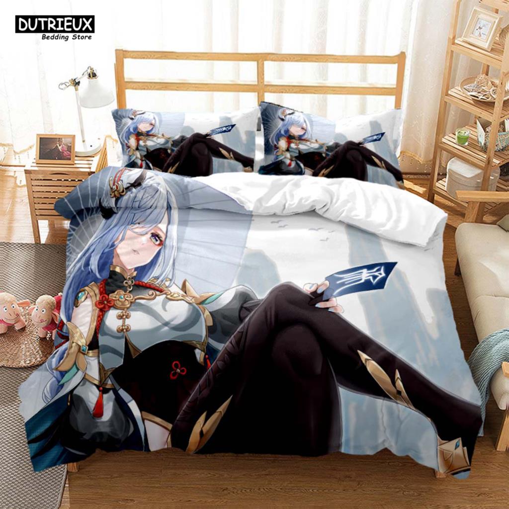 Genshin Impact Animation Cartoon Soft And Comfortable Customizable Comforter Bedding Sets Bedding Set Luxury Quilt Cover