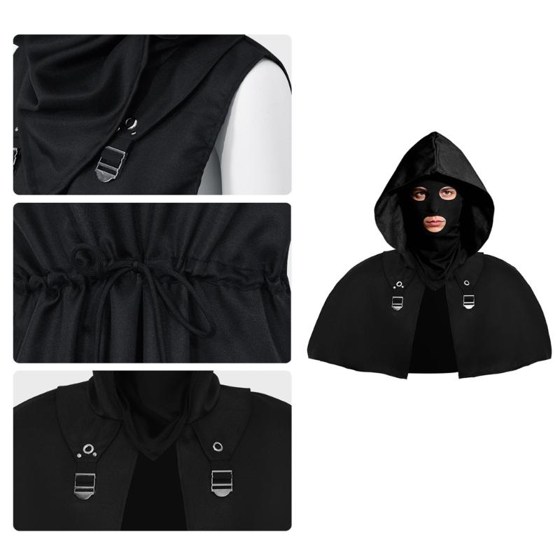 Futuristic Role Play Cloak Head Cover Set Polyester Halloween Party Costume Head Cover For Conventions And Cosplay Event