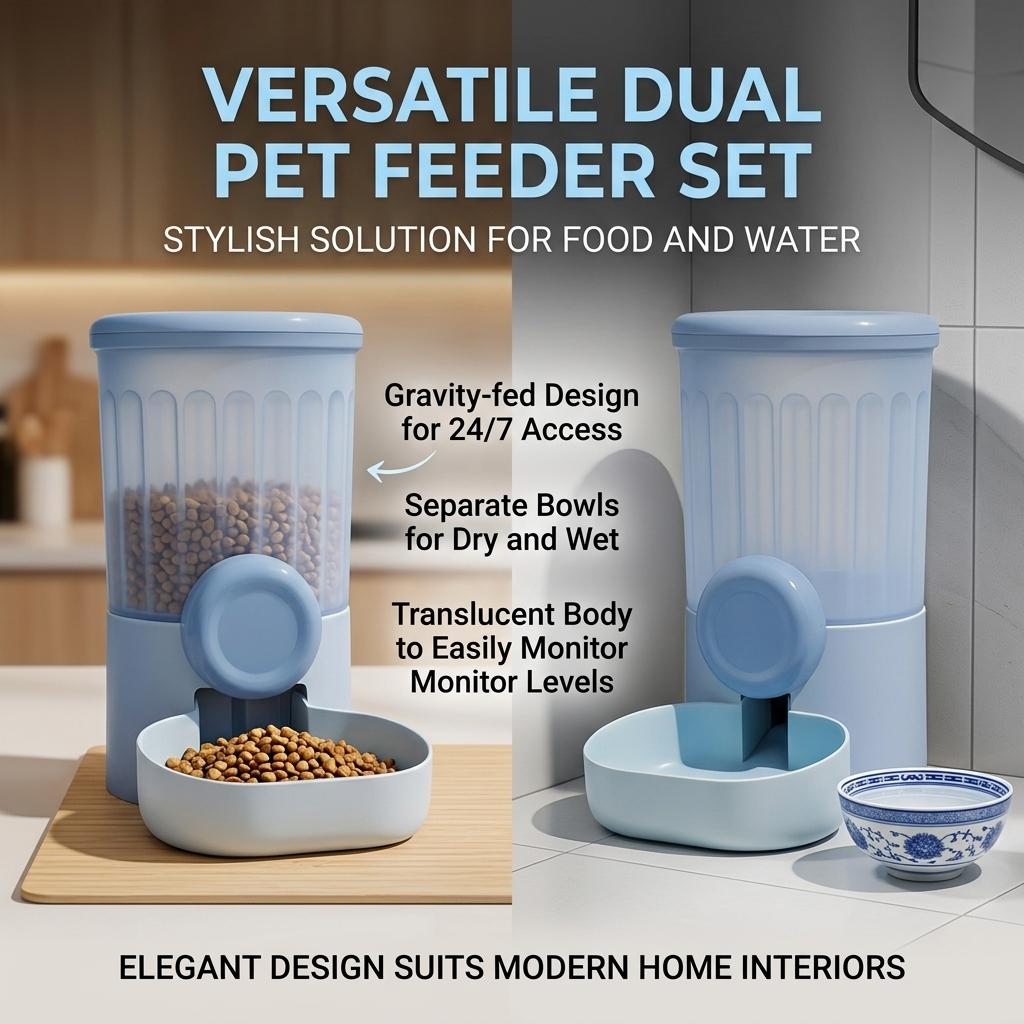 Automatic Pet Water Feeder and Food Dispenser for Cat Dog Cage Use Quiet Splash-proof Universal Cat Dog Feeder