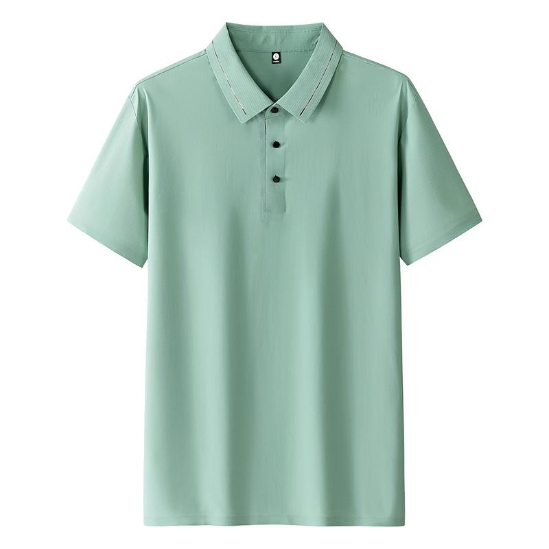 Short-sleeved Men's POLO Shirt for Summer New Ice Silk Traceless Business Casual Exquisite Thin Men's Sleeves