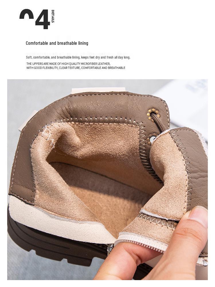 Autumn/Winter 2025 Girls' Leather British Style Non-slip Martin Boots for Kids - Princess Design