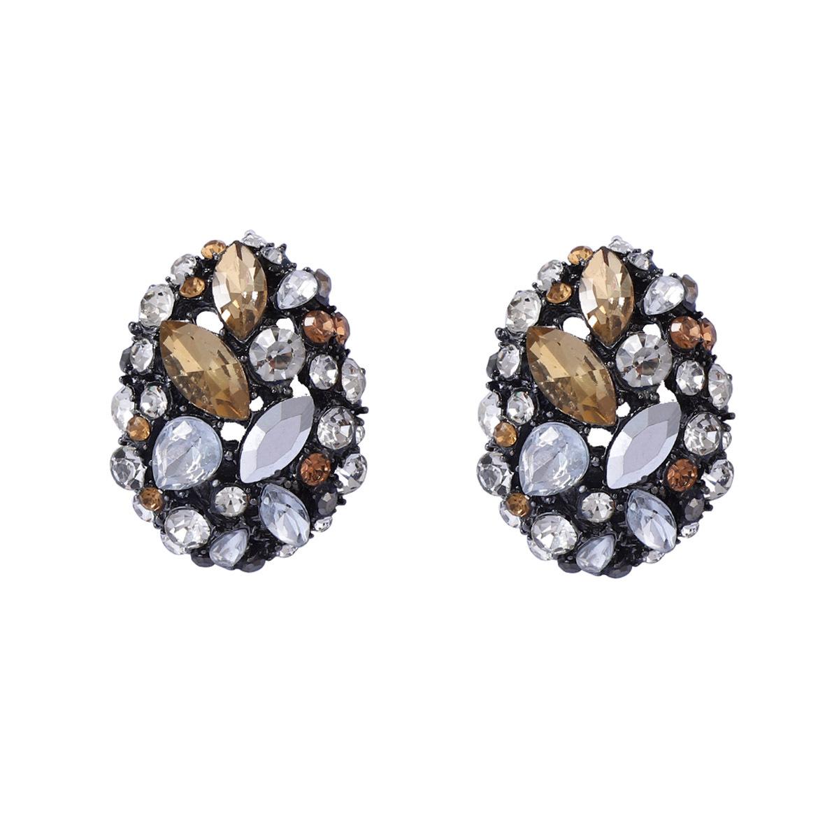 

Fashion Metal Rhinestones Geometric Stud Earrings ZAA New Simple Elegant Earrings Women Daily Zircon Accessories медный