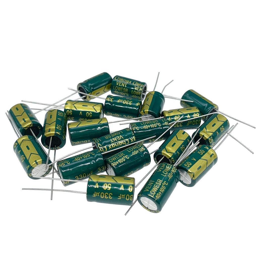 20pcs 50V 330UF Capacitor 10x17MM(0.39x0.67in) High Frequency Aluminum Electrolytic Capacitors for TV, LCD Monitor, Game
