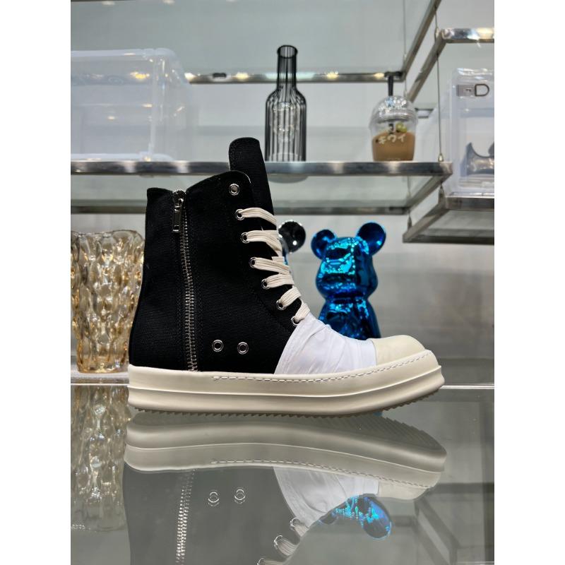 Codzienny Wysoka Jakość Czarny Projektant Męskie Skórzane Buty Ro Pentagram Gruba Podeszwa Zamek Płaskie Płócienne Luksusowe Damskie Botki Trampki