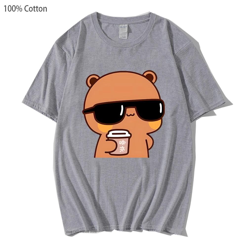 Couple Shirt Bubu Is Watching Movie With Dudu Tshirts Cartoon Cute Graphic Tshirt Unisex Kawaii Y2k Top 100 Cotton Unisex Clothes