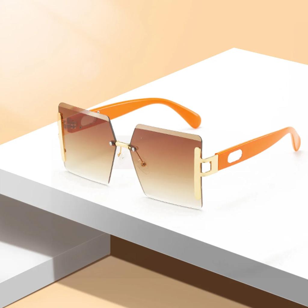 Rimless Sunglasses Big Sunglasses Men Square Shades Brand Designer Unisex Sun Glasses Black Lense Male Female Sunglasses Uv400