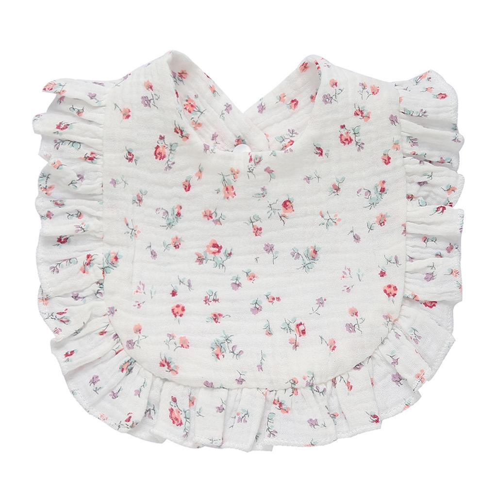 Floral Feeding Bib Burp Cloth Bib for Baby Boy Girl Gender Neutral Cotton Handkerchief Teether Drooling Bib for Newborn
